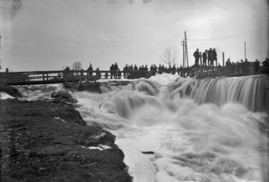 Taipaleenkoski tulvan aikaan 1920-luvulla Kertun kuvaamana. kuva 15 TSO:n Taipaleen myymälän sisäkuva lienee astioista päätellen 1930-luvulla kuvattu.