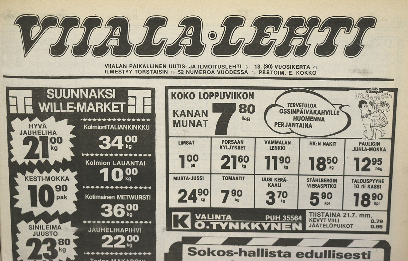 Viiala-Lehti 10.3.1983: Viialan taksi antaa tunnustusta asiakkailleen