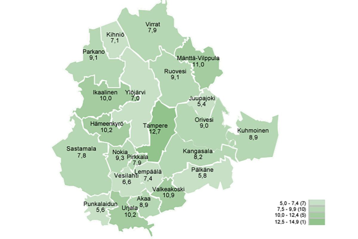 Työttömiä oli elokuussa Akaassa enemmän ja avoimia työpaikkoja vähemmän kuin vuosi sitten